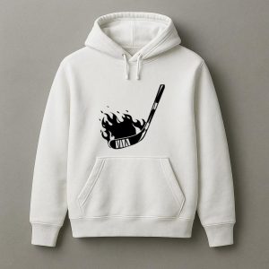 Ice Hockey On Fire High Contrast Hoodie
