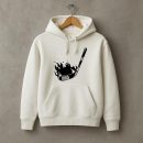 Ice Hockey On Fire High Contrast Hoodie