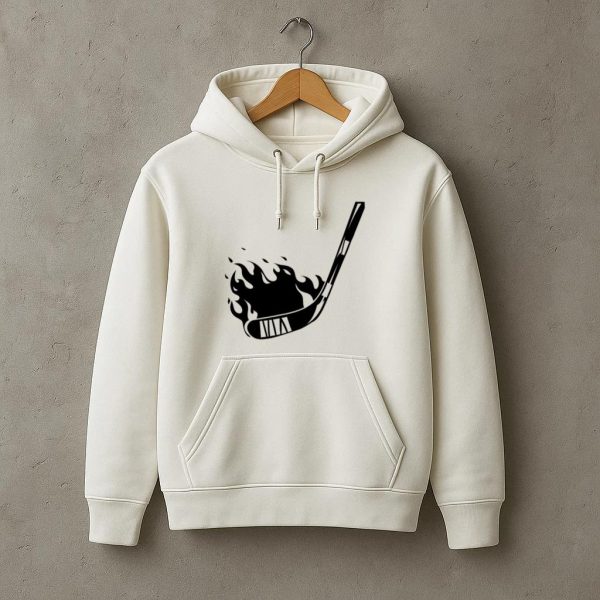 Ice Hockey On Fire High Contrast Hoodie - Image 3
