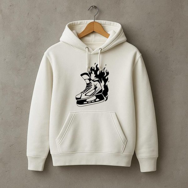 Ice Hockey Skate On Fire High Contrast Hoodie - Image 3