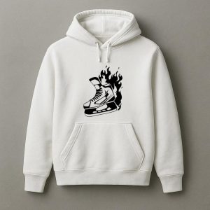 Ice Hockey Skate On Fire High Contrast Hoodie