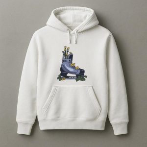 Ice Hockey Skate With Flowers Illustration Hoodie