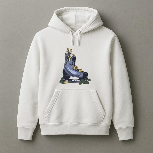 Ice Hockey Skate With Flowers Illustration Hoodie