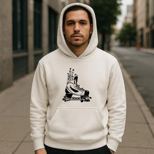 Ice Hockey Skate With Plants High Contrast Hoodie - Image 4