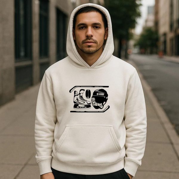 Ice Hockey Sticks And Elements High Contrast Hoodie - Image 4