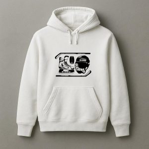 Ice Hockey Sticks And Elements High Contrast Hoodie