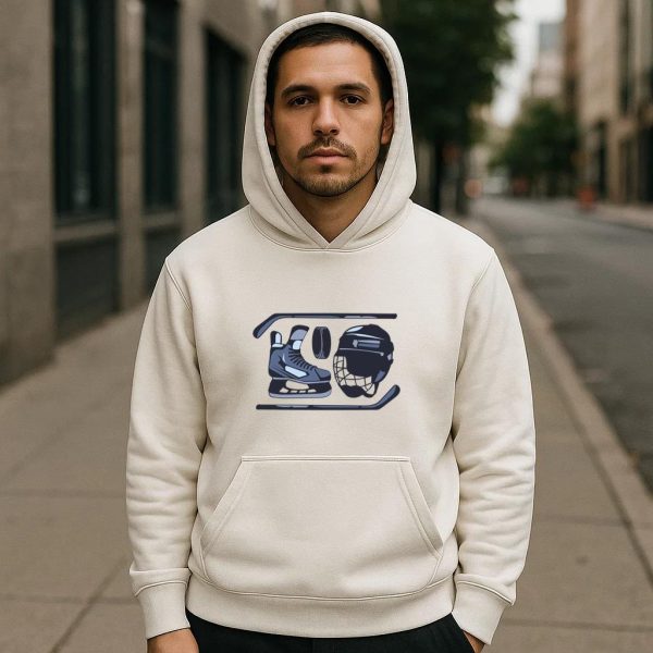 Ice Hockey Sticks And Elements Illustration Hoodie - Image 4