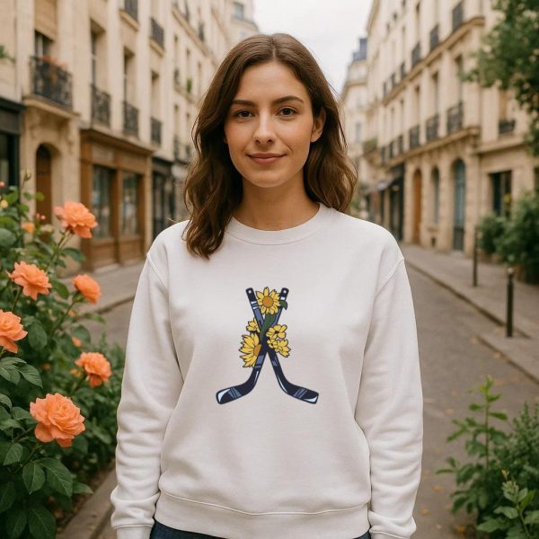 Ice Hockey Sticks With Flowers Color Stroke Sweatshirt - Image 4