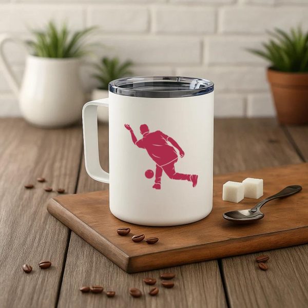 Man Bowling And Ball Silhouette Insulated Coffee Mug 10oz - Image 3