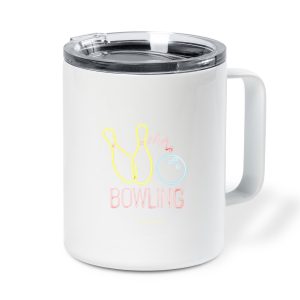 Neon Bowling Sign Black Insulated Coffee Mug 10oz
