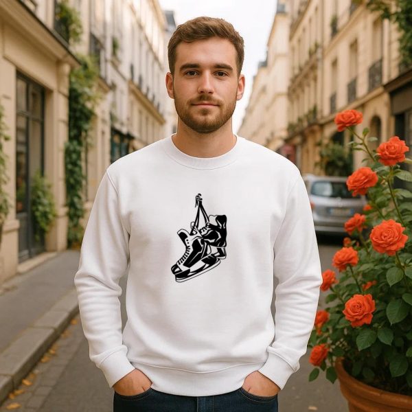 Pair Of Ice Hockey Skates High Contrast Sweatshirt - Image 2