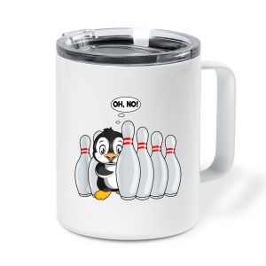Pin Penguin For Bowling Insulated Coffee Mug 10oz