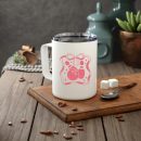 Pink Bowling Ball Design Insulated Coffee Mug 10oz