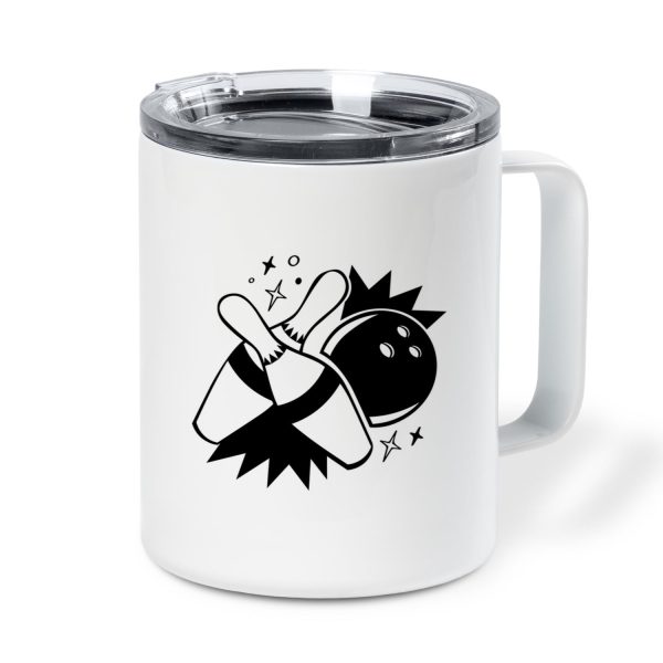 Pins Hit Filled Stroke Bowling Insulated Coffee Mug 10oz